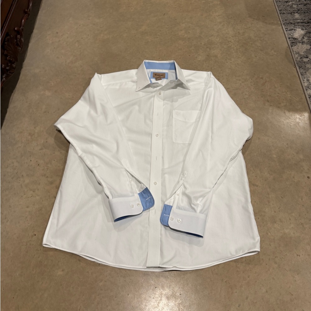 Ariat White Dress Shirt with Light Blue Details